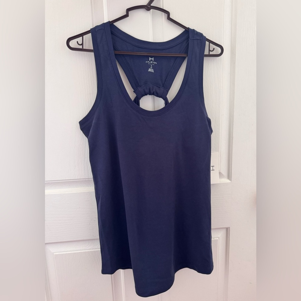 H by Halston Studio Women’s Racerback Looped Design Tank Top in Navy, size XS